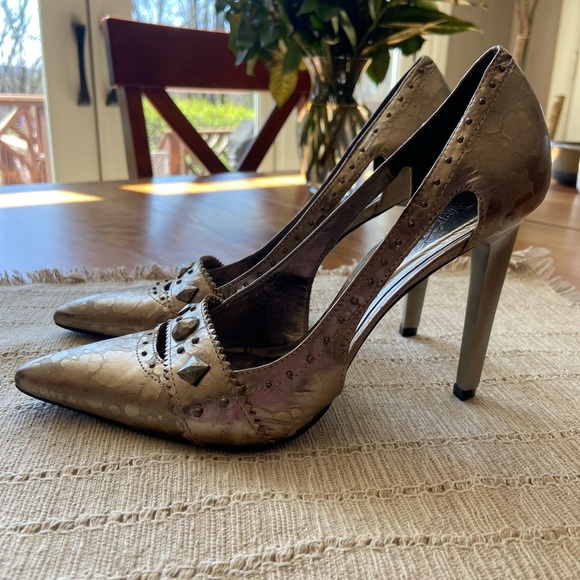 Bronze Studded Women's Heels - Picture 3 of 6